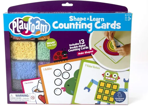 Vista 2 de Educational Insights Playfoam Shape & Learn - Juego de conteo de tarjetas, juguetes sensoriales, juguetes sensoriales, esenciales para el aula