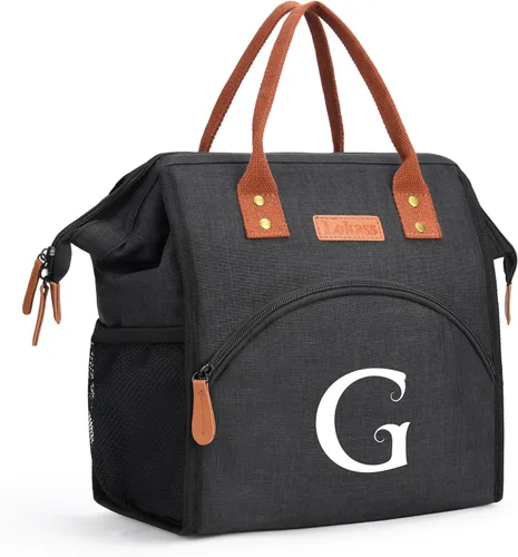 Vista 35 de Lonchera personalizada para mujer, inicial, bolsa de almuerzo aislada reutilizable, lonchera térmica de apertura amplia para adultos, bolsa