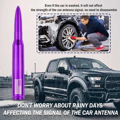 Vista 3 de Antena de Bala Mejorada con Bandera Estadounidense para Automóvil, Accesorios Exteriores de Camión, Cubiertas de Antena Compatibles con GMC, Chevy