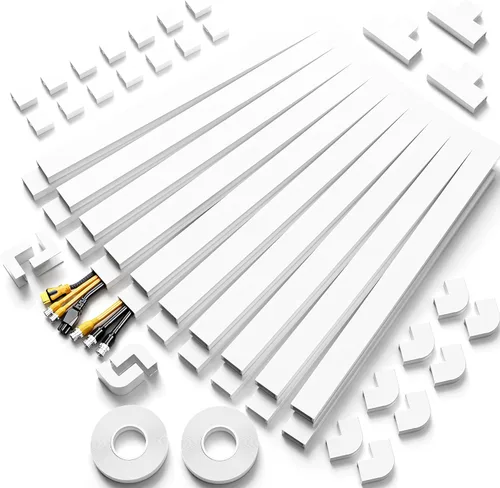 Vista 25 de Delamu Ocultador de cable beige, cubiertas de cable de 85 pulgadas para cables en la pared, ocultadores de cables de un cable, cubiertas de alambre