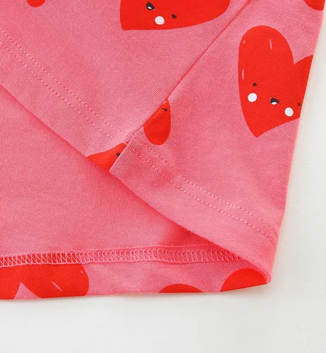 Vista 5 de Bumeex - Vestidos de verano para niñas pequeñas, de algodón, estampado de caricatura, manga corta, vestidos casuales para niñas, vestidos de sol