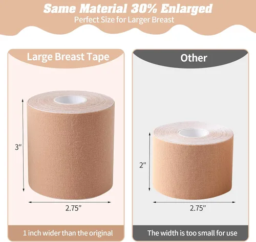 Vista 4 de Cinta adhesiva para pechos, cinta tipo bob extra ancha de 3 pulgadas para senos grandes, cinta de levantamiento de senos XL con 2 piezas de brasier