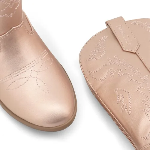 Vista 4 de DREAM PAIRS Botas vaqueras vaqueras para niñas a media pantorrilla, zapatos de equitación para niños pequeñosniños grandes