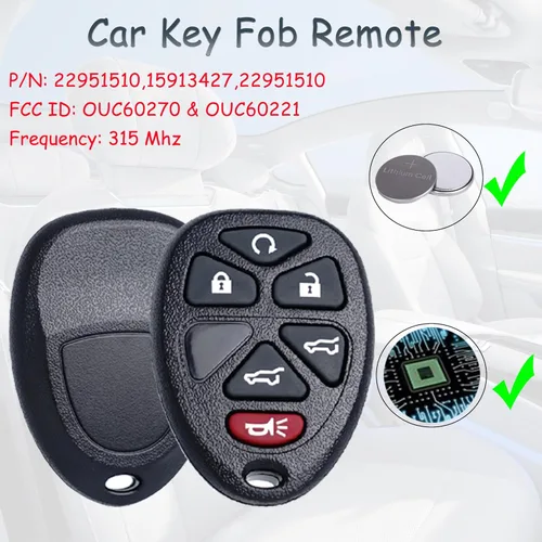 Vista 4 de SUPALAND Llave de encendido sin cortar para GMC Yukon Chevy Tahoe Suburban Cadillac Escalade 2007 2008 2009 2010 2011 2012 2013 2014 Reemplazo
