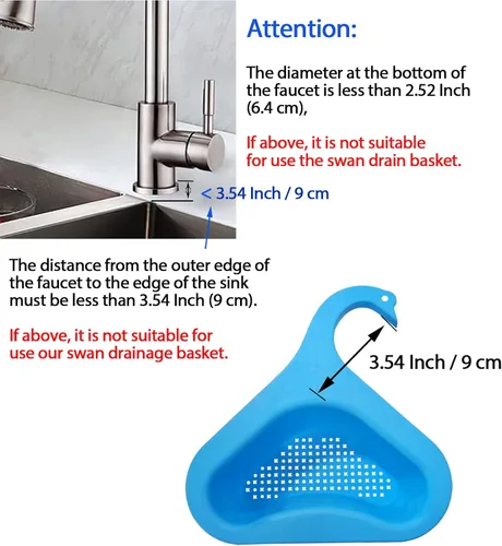 Vista 3 de Cesta de drenaje para fregadero de cocina, cesta de drenaje de cisne para fregadero de cocina, estante escurridor multifuncional triangular, filtro