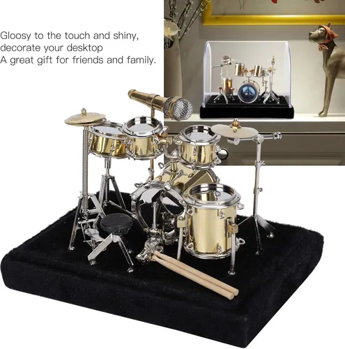 Vista 4 de Pssopp Mini modelo de tambor en miniatura Instrumento musical conjunto de tambores pantalla modelo decoración de instrumentos de escritorio
