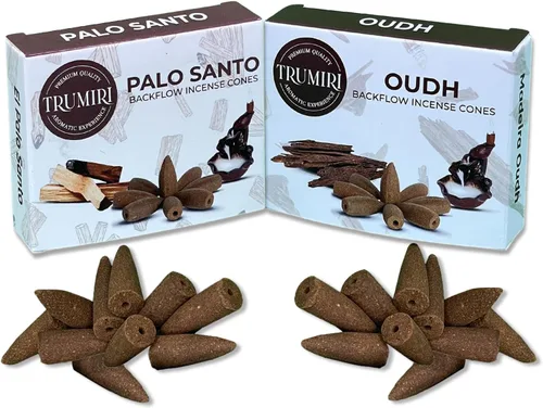 Vista 40 de TRUMIRI Conos de incienso de reflujo – Paquete combinado de 20 conos de incienso en cascada – 10 limoncillo + 10 eucaliptos – Conos de incienso