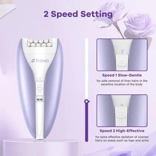 Vista 6 de Epilator for Women, Silent Facial Hair Removal Device, Smooth Glide Tech 2 Speeds & 36 Tweezers Gentle Efficient Hair Removal Cordless Epilators for