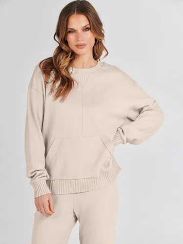 Vista 4 de ANRABESS Conjunto de 2 piezas para mujer, sudadera de manga larga con bolsillo y pantalones de pierna ancha a juego