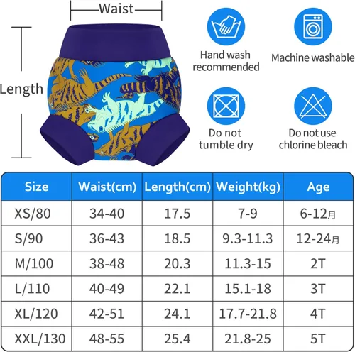 Vista 9 de BIG ELEPHANT Pañales de natación para bebé, 3 piezas, reutilizables, ajustables, lavables, impermeables, para niños y niñas, de 6 meses a 5 años