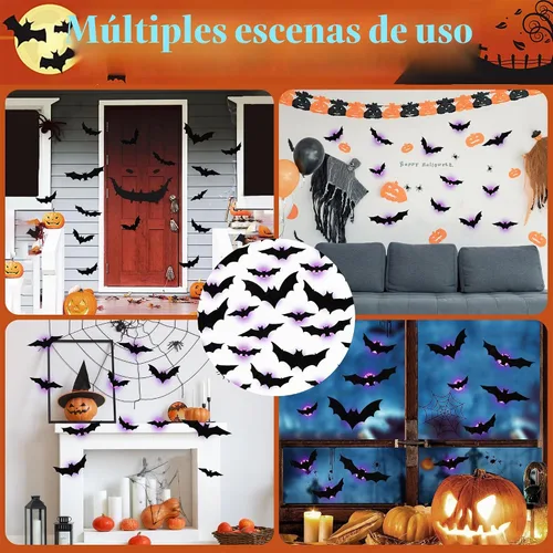 Vista 8 de DR.DUDU Paquete de 36 murciélagos para decoración de pared de murciélagos