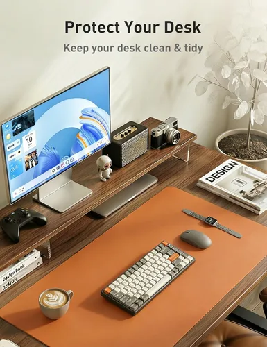 Vista 714 de Aothia Protector de escritorio de cuero, alfombrilla para mouse, alfombrilla de escritorio de oficina, 31.5 x 15.7 pulgadas, secante de escritorio