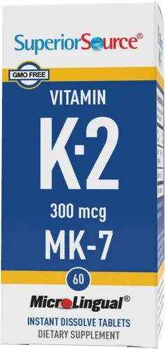 Vista 4 de Superior Source Vitamina K2 MK-7 (Menaquinona-7), 300 mcg, tabletas microlignuales de disolución rápida, 60 unidades, huesos y arterias saludables