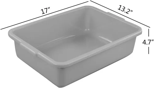 Vista 2 de Anbers Caja comercial de autobús comercial de plástico 13L/gris, lavabo de la tina, 4 paquetes