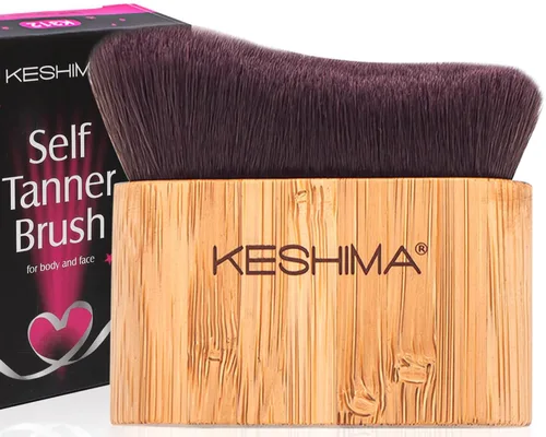 Vista 32 de Keshima Brocha de base plana Kabuki – Brocha de base prémium para maquillaje líquido, crema y polvo, pulido, mezcla y cara (tamaño regular, blanco)