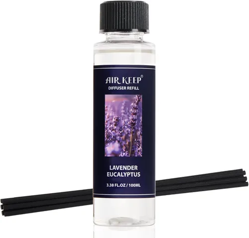 Vista 23 de Airkeep Juego de difusor de varillas – 3.38 onzas líquidas (3.4 fl oz), difusor de aroma de bambú para el hogar, incluye 8 varillas difusoras
