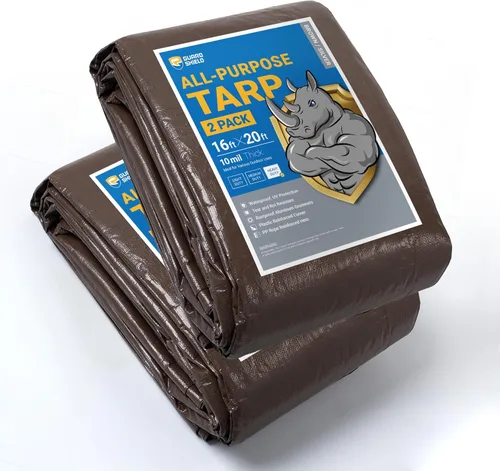 Vista 49 de GUARD SHIELD Lona resistente de 12 x 16 pies, cubierta de lona de polietileno negra y plateada impermeable, gruesa, multiusos, de 25/64 pulgadas