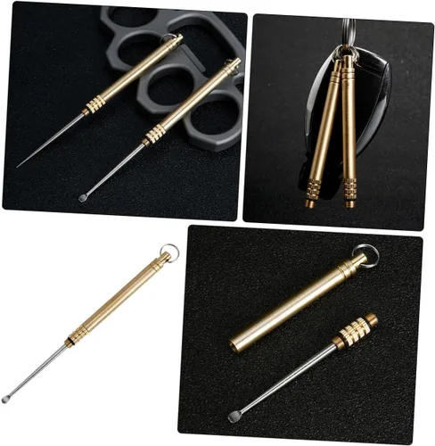 Vista 4 de 3 unidades de cucharas de aleación de titanio para tapones para los oídos para limpiadores de oídos, accesorios de limpieza, herramientas de acero