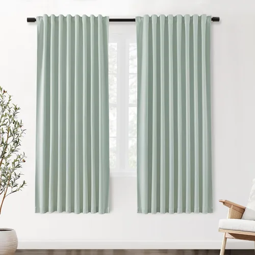 Vista 54 de SHINELAND Cortinas opacas cortas para ventanas de dormitorio, cortinas de baño, 45 pulgadas de largo
