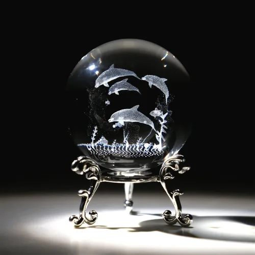Vista 9 de HDCRYSTALGIFTS Figuras de pisapapeles de bola de cristal de delfín 3D, regalos de delfín, bola de cristal de 2.362 in con soporte, Navidad, día