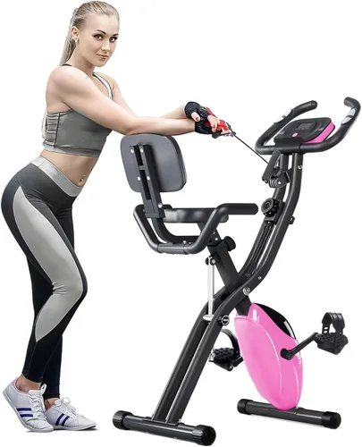 Vista 11 de Merax Bicicleta de entrenamiento para el hogar: bicicleta estática reclinada 2 en 1 y posiciones verticales de bicicleta de ciclismo