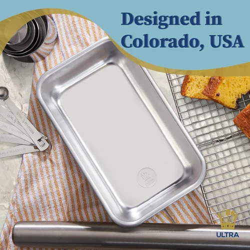 Vista 7 de Ultra Cuisine Molde de aluminio para hornear pan, bandeja para pan de 9.5 x 5 pulgadas, 1 libra, fácil de limpiar, calidad, lata de pan duradera