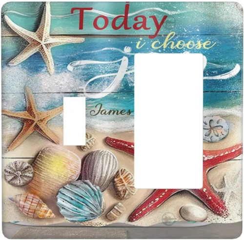 Vista 33 de Ancla Náutica Velero Faro Brújula Cubiertas de Interruptor de Luz de 1 Gang Sin Dispositivo Placa de Pared Decorativa en Blanco Placa Frontal