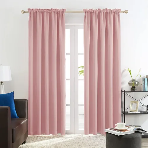Vista 20 de [Usado] Deconovo Cortinas opacas, aislamiento térmico, dobladillo para barra, reducción de ruido, certificado Oeko-TEX, cortinas de oscurecimiento