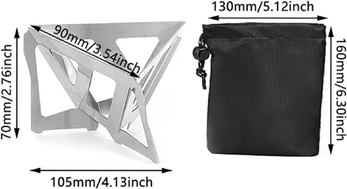 Vista 2 de Goteo de café plegable, de acero inoxidable, reutilizable, soporte para filtro de café con cono para viajes, camping, senderismo, ligero