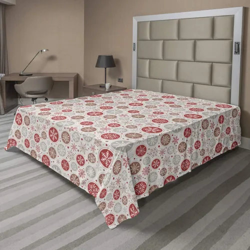 Vista 47 de Ambesonne Sábana encimera floral, patrón rítmico de ramas de bayas de Navidad, suave y cómoda, ropa de cama decorativa de 1 pieza, tamaño Verde