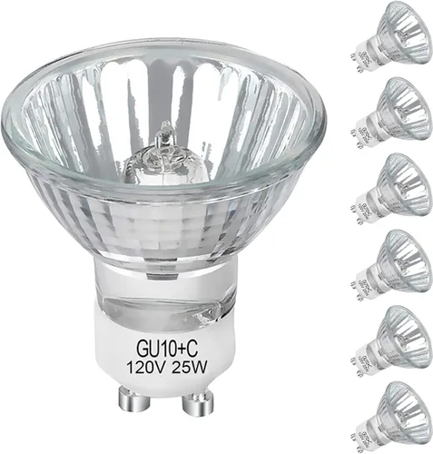 Vista 8 de Bombillas halógenas GU10 de 35 W, paquete de 6 bombillas halógenas GU10+C de 120 V 35 W con larga vida útil, bombilla regulable MR16 GU10 para luz