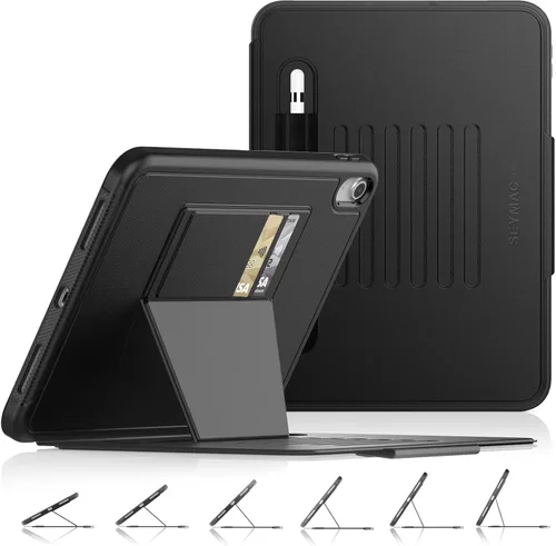 Vista 13 de SEYMAC stock Funda para iPad de 6ª/5ª generación/Air 2/Pro de 9.7 pulgadas, fuerte magnético para dormir automático, a prueba de golpes, con soporte