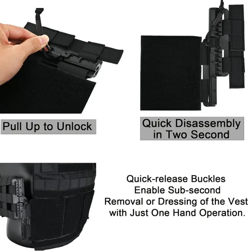 Vista 4 de Paquete de 2 chalecos MOLLE con hebilla de liberación rápida con hebilla de liberación rápida, chaleco adaptador de desconexión rápida, hebilla