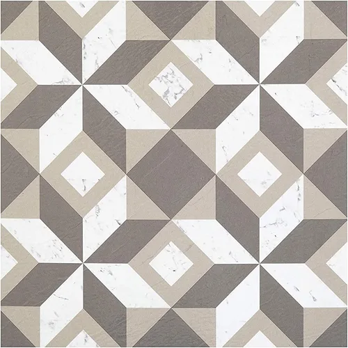 Vista 31 de Azulejos de suelo de vinilo autoadhesivos retro de 12 pulgadas, 20 azulejos - 12" x 12", patrón Burch - Despegar y pegar, suelo de bricolaje