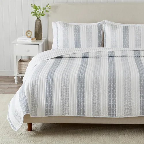 Vista 7 de Great Bay Home - Juego de edredón reversible de 2 piezas para cama Twin/Twin XL con 1 funda de almohada, ligero, para todas las estaciones, colcha