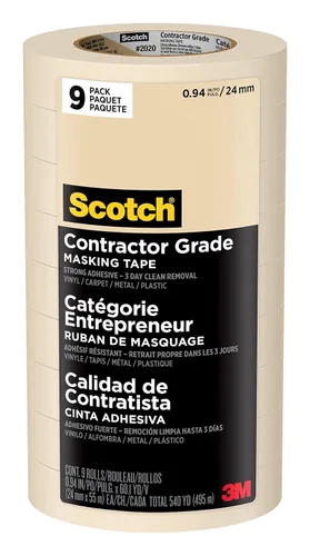Vista 5 de Scotch Painter's Tape - Cinta de pintor original multisuperficie, 2090, 9 rollos y cinta adhesiva de grado contratista Scotch color bronceado, cinta