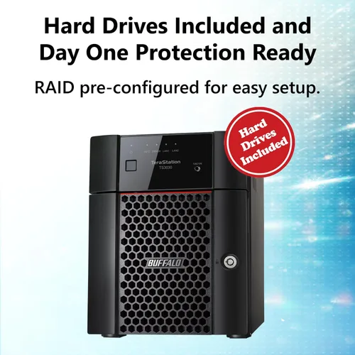 Vista 5 de BUFFALO TeraStation Essentials 2025 NAS de escritorio de valor de 4 bahías de 8 TB (4 x 2 TB) con discos duros incluidos