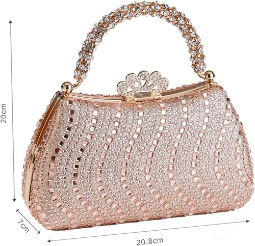 Vista 4 de Dreubea Bolso de noche brillante para mujer, bolso de noche con diamantes de imitación de moda