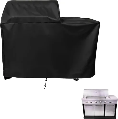 Vista 18 de Funda impermeable para parrilla de tapa plana para diseño Captiva de 3 quemadores de gas, funda de parrilla de hierro plano resistente de 27