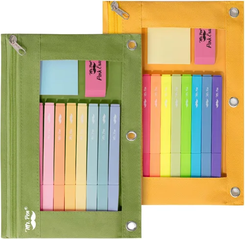 Vista 41 de Mr. Pen Estuche de tela para lápices con 3 agujeros para carpeta, color negro, juego de 2