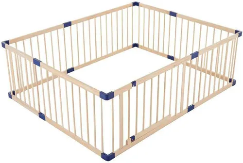 Vista 16 de Jolan Corralito de madera para bebés, valla de seguridad anticaídas, con puerta, para interiores y exteriores, centro de actividades para niños