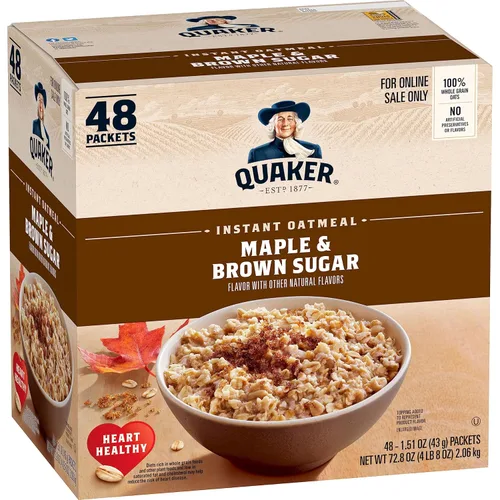 Vista 10 de Quaker Avena instantánea inferior en azúcar, paquete variado de 4 sabores, 44 unidades (paquete de 1)
