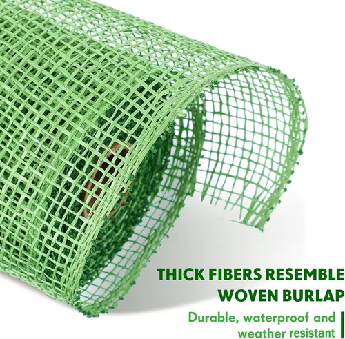 Vista 3 de 3 rollos de malla decorativa de arpillera de poli de 10 pulgadas de ancho, rollos de cinta de malla decorativa de poli para envolver