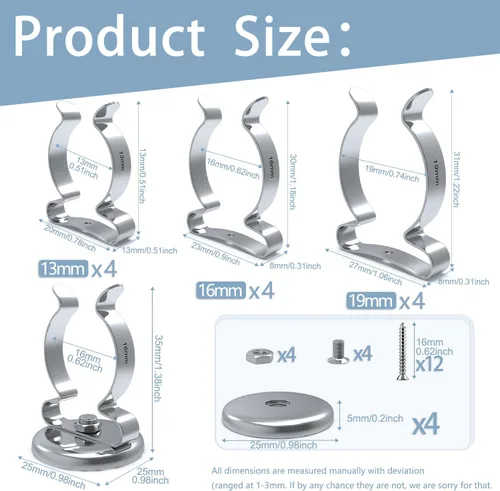 Vista 2 de 3-H Paquete de 4 clips magnéticos de resorte de 5/8 pulgadas con 4 abrazaderas de resorte de 1/2 pulgadas, clips de rizo de resorte de 3/4 pulgadas