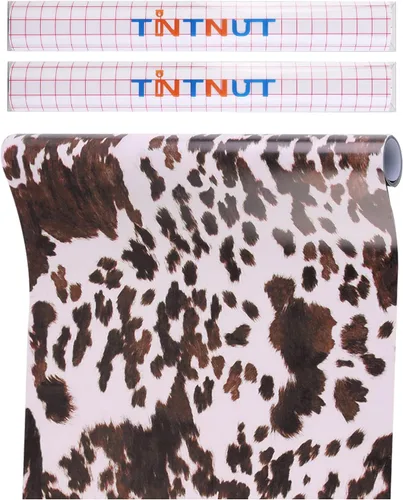 Vista 11 de Tintnut Rollo de Vinilo Permanente de Piel de Vaca - 12 pulgadas x 5 pies, Vinilo Adhesivo de Manchas de Vaca, Vinilo de Estampado Animal, Vinilo