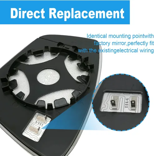 Vista 3 de Reemplazo de vidrio de espejo lateral del conductor izquierdo con calefacción para 2011 2012 2013 2014 2015 2016 2017 2018 Volkswagen VW Passat