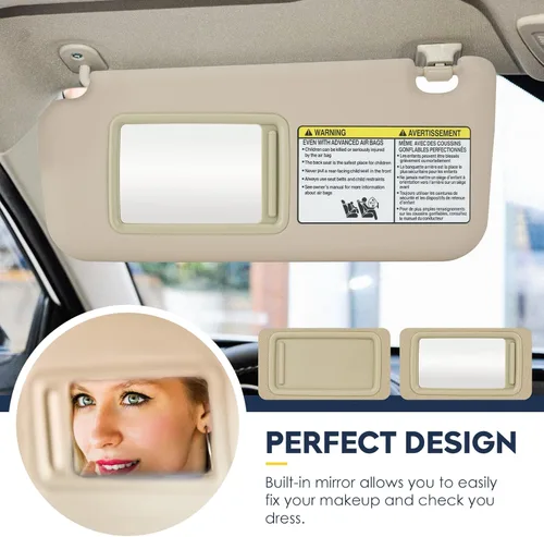 Vista 5 de 2 viseras solares para conductor y pasajero para Toyota RAV4 (techo con luz) 2006 2007 2008 2009 2010 2011 2012 2013, repuesto para 74320-42501-B2