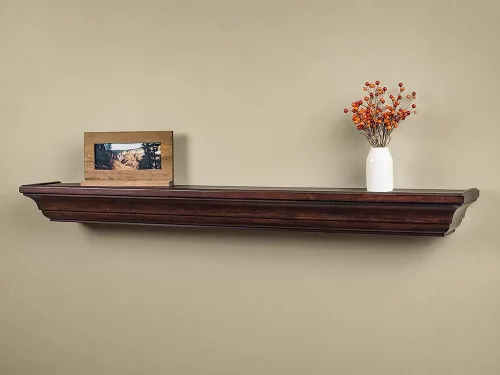Vista 11 de MANTELSDIRECT Estante flotante de madera para chimenea de 60 pulgadas en color negro - Colton de Mantels Direct Estante de pared rústico de madera