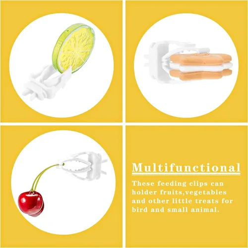 Vista 8 de 6 piezas de jaula para pájaros, soporte para alimentos, loro, frutas, verduras, clips para jaula de pájaros, clip para periquitos de periquitos