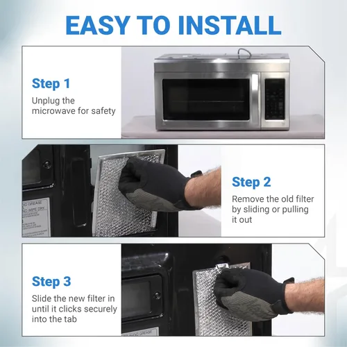 Vista 6 de BlueStars - Filtro de grasa para horno de microondas de 5 x 7-3/4 pulgadas, WB06X10309 WB06X10359 5230W1A012B, compatible con hornos de microondas